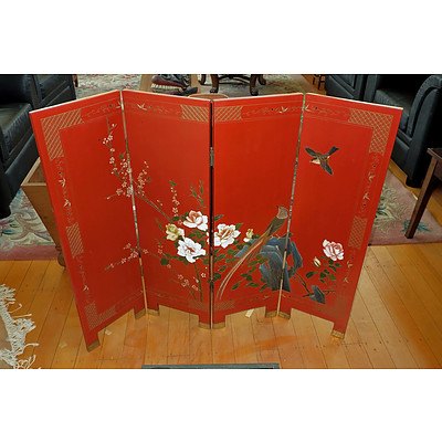 Chinese Lacquer Four Fold Screen