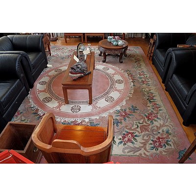 Large Chinese Room Size Sculpted Wool Pile Floral Pattern Carpet