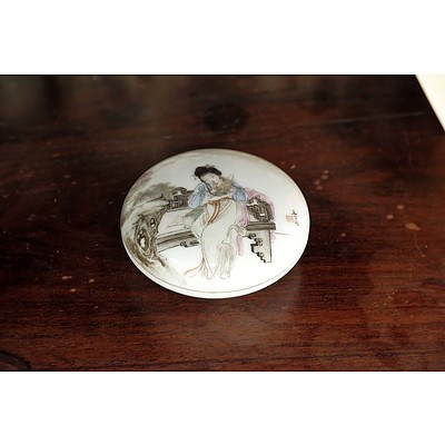 Small Chinese Famille Rose Ink Paste Box, Yunyan Wan (Active c.1930-50) Republic Period