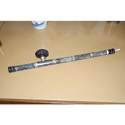 Chinese Metal and Bone Opium Pipe, Later 20th Century