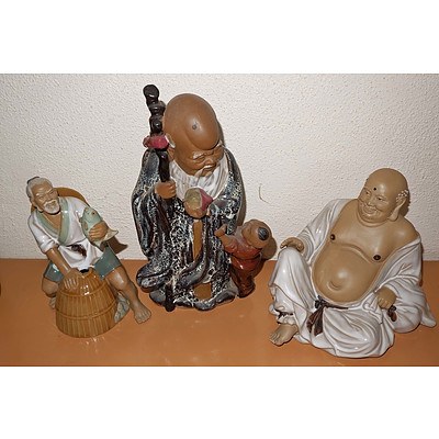 Three Chinese Shiwan Pottery Figures