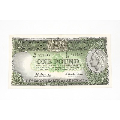 1961 Coombs / Wilson One Pound Note, HJ98511347