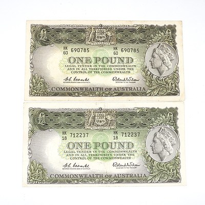 Two 1961 Coombs / Wilson One Pound Notes, HK18712237 and HK60690785