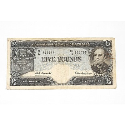 1960 Coombs / Wilson Five Pound Note, TB94877785