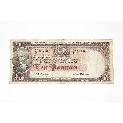 1960 Coombs / Wilson Ten Pound Note, WA54417487