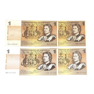 Four Commonwealth of Australia One Dollar Notes