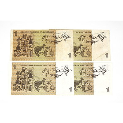 Four Commonwealth of Australia One Dollar Notes