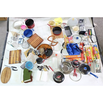 Large Assortment of Kitchenwares including: Sunbeam Blender, Breville Milkshake Maker, Toaster, Stick Blender, Pots, Pans and Much More