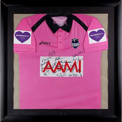 Framed and Signed Telstra Premiership Referees Jersey, Including Steve Clark, Ben Cummins and More