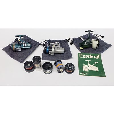 Three Fishing Reels including; ABU, Olympic and Spare Spools
