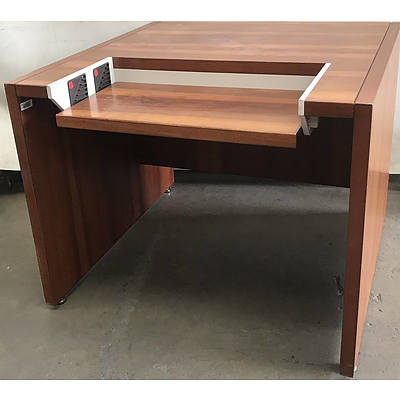 Timber Work Table with Adjustable Keyboard Drawer