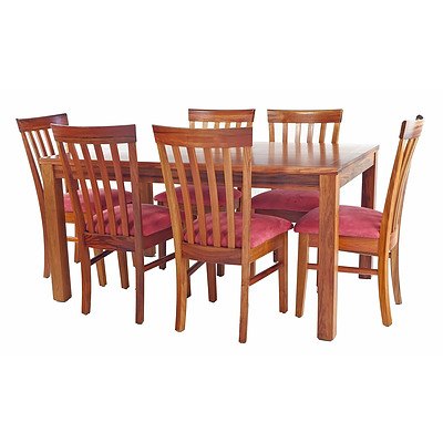 Quality Contemporary Solid Tasmanian Ash and Huon Pine Inlay Dining Suite