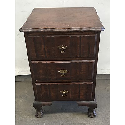 Vintage Bedside Cupboard with Carved Linenfold Drawer Fronts