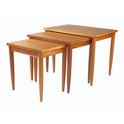 Elite Furniture Teak Veneer Nesting Tables Dated 1973