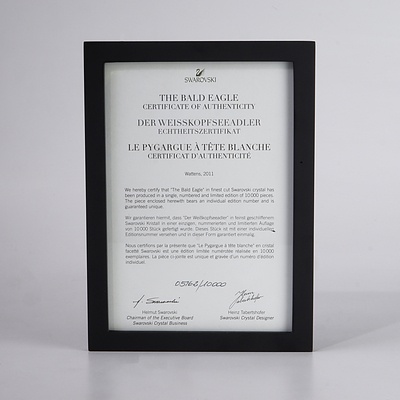 Limited Edition Swarovski Crystal, "The Bald Eagle" in Original Box, 5762/10000