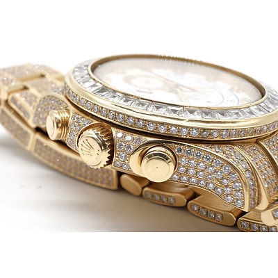 Genuine Rolex 18ct Yellow Gold and Diamond Gents Yacht-Master II Caliber 4160 Custom 44mm with Factory Band, Total Diamond Weight 25ct 