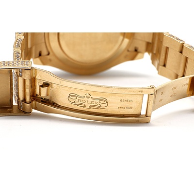 Genuine Rolex 18ct Yellow Gold and Diamond Gents Yacht-Master II Caliber 4160 Custom 44mm with Factory Band, Total Diamond Weight 25ct 