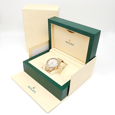 Genuine Rolex 18ct Yellow Gold and Diamond Gents Yacht-Master II Caliber 4160 Custom 44mm with Factory Band, Total Diamond Weight 25ct 