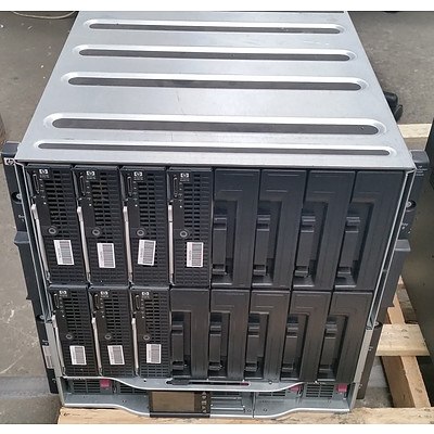 HP BladeSystem c7000 Enclosure w/ Seven HP ProLiant Blade Servers