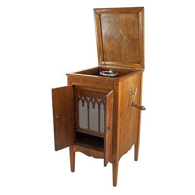 Oak Gramophone Cabinet with Rexonola Gramophone