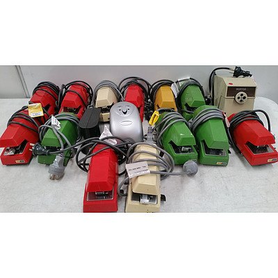 Automatic Electric Staplers and Pencil Sharpener - Lot of 16