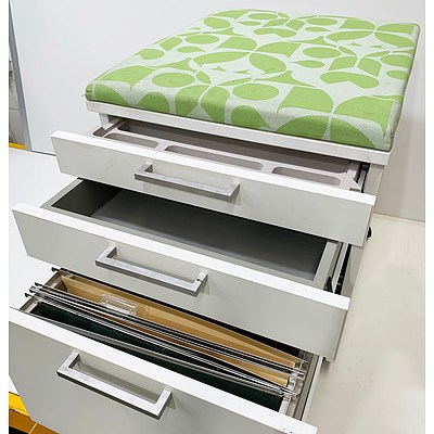 Wooden Three Draw White Filing Cabinet