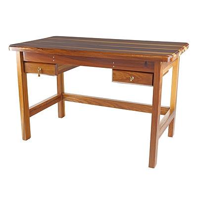 Solid African Mukwa Wood Desk, Later 20th Century