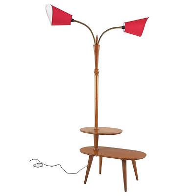 Retro Twin Gooseneck Lamp Table Circa 1960