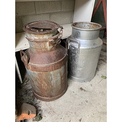 Malley's Metal Milk Cans - Lot of Two