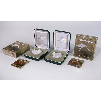 Two 2005 $1 Silver Kangaroo Proof Coins
