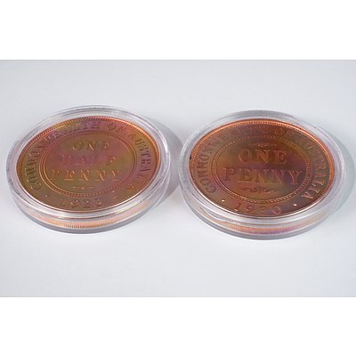2006 1oz Silver 1923 Half Penny and 2005 1oz Silver 1930 Penny
