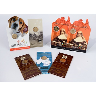 Seven Uncirculated $1 Coins, Including Mary McKillip, International Polar Year, Centenary of Rugby and More 