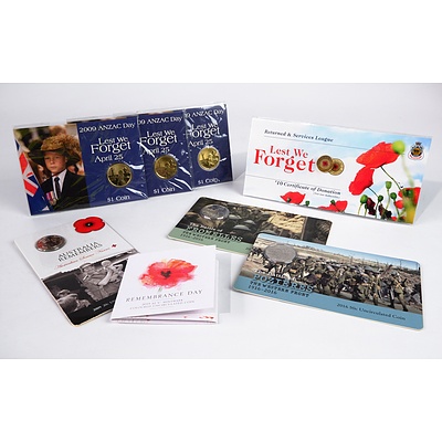 2016 50c Uncirculated Coin - Battle of Pozieres, 2009 ANZAC Day $1 Coin, Remembrance Day 2015 $2 Coin and More 