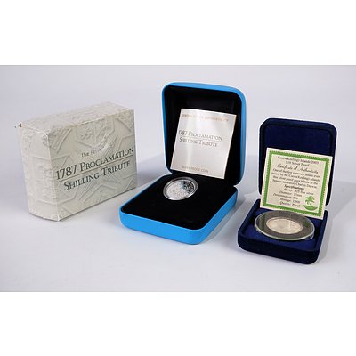 Perth Mint 1787 Proclamation Silver Proof Coin and Cocos Islands 2003 $10 Silver Proof Coin