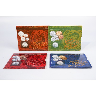 Australian Pre Decimal Coin Sets of King George V, King George VI, King Edward VII and Queen Elizabeth II