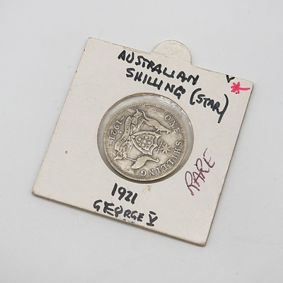 Scarce George V 1921 Star Shilling in Card