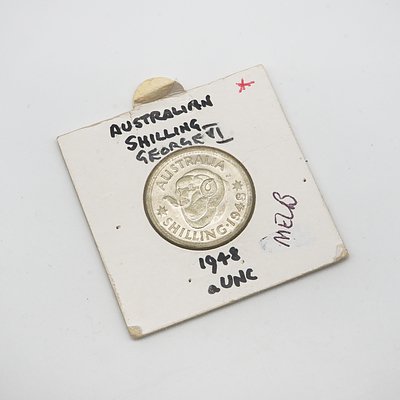 1948 Melbourne George VI Shilling in Card