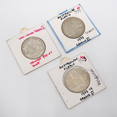 Australian 1939, 1935 and 1943 Florins