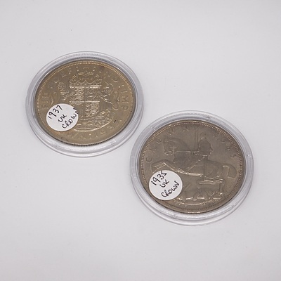 UK 1935 and 1937 Crowns in Cases