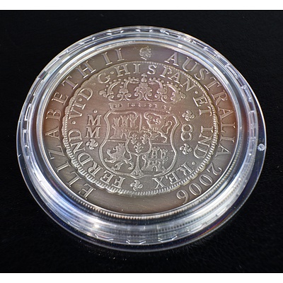 2006 Antique Finish Silver Coin, 1758 Pillar Dollar