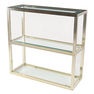 Pierre Vandel Paris Gold Aluminium and Glass Bookcase