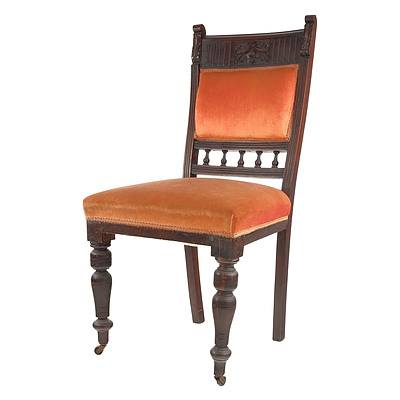 Edwardian Orange Fabric Upholstered Dining Chair