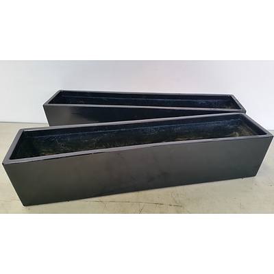 76cm Black Fiberglass Desk/Bench Top Planter Troughs - Lot of Two