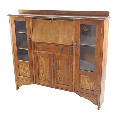 Oak Bureau Cabinet Circa 1940s