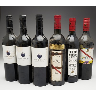 Case of 6x Various Shiraz 750ml Bottles Including Stone Circle and D'Arenberg