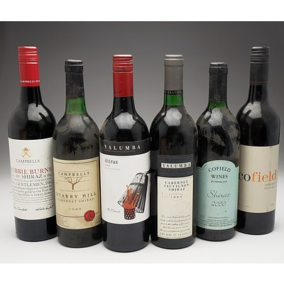 Case of 6x Various Shiraz 750ml Bottles Including Cofield Wines, Campbells and Yalumba