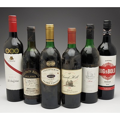 Case of 6x Various Shiraz 750ml Bottles Including D'Arenberg, Brown Brothers, Mildara Wines and More