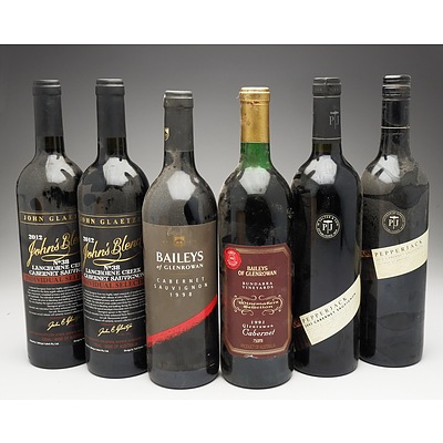 Case of 6x Mixed Cabernets 750ml Bottles Including Baileys of Glenrowan, John Glaetzer and Pepperjack