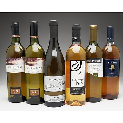 Case of 6x Mixed White Wine 750ml Bottles Including Boundary Creek Colombard Semillion, Murray Bend Colombard and More