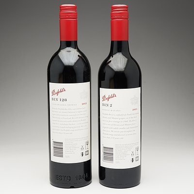One Bottle of Penfolds Bin 2 2013 Shiraz Mataro 750ml and One Bottle of Penfolds Bin 128 2015 Coonawarra Shiraz 750ml